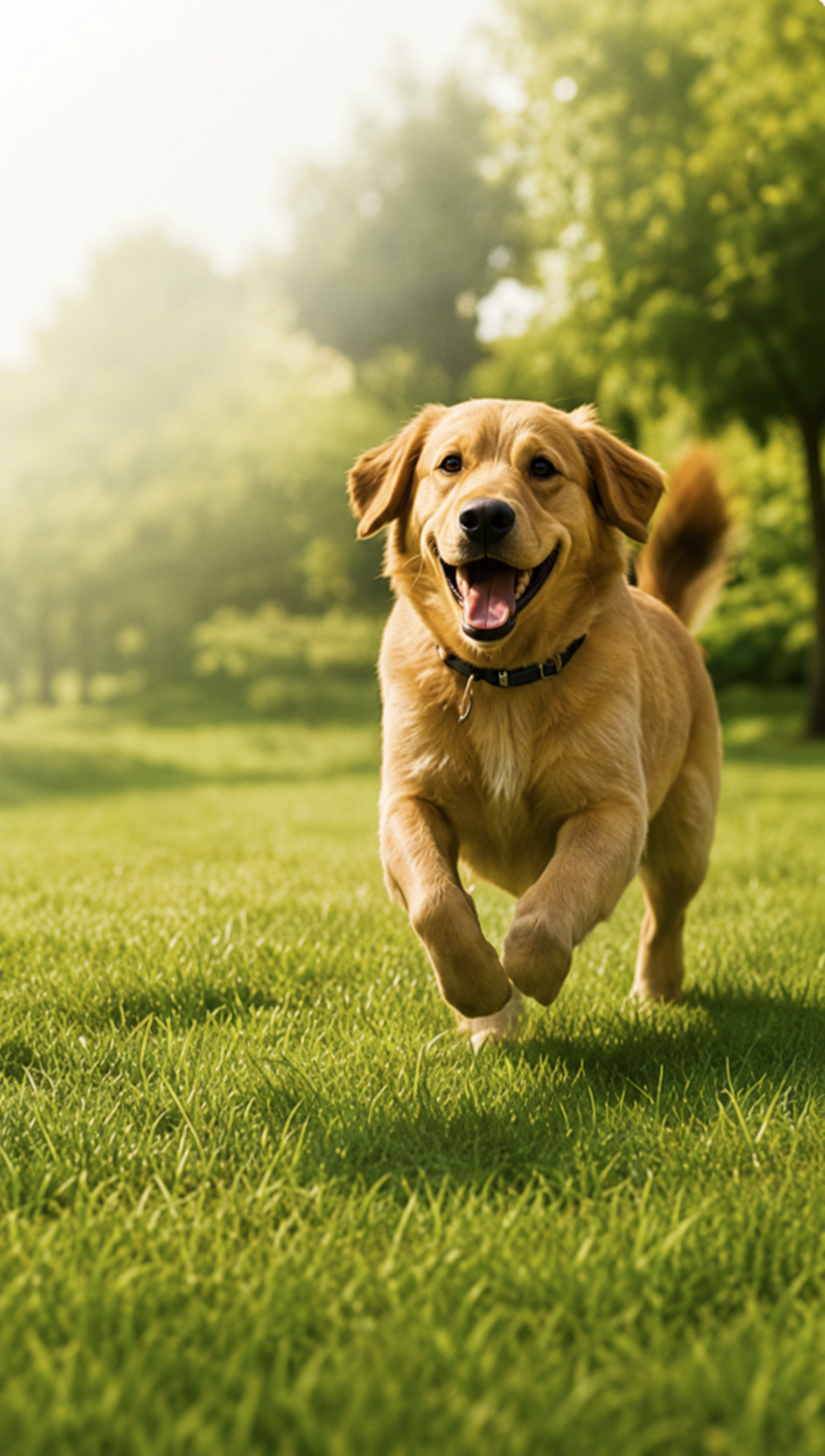 Dogs playing freely in a private fenced backyard